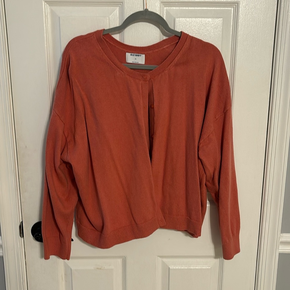 Coral/Salmon color cardigan